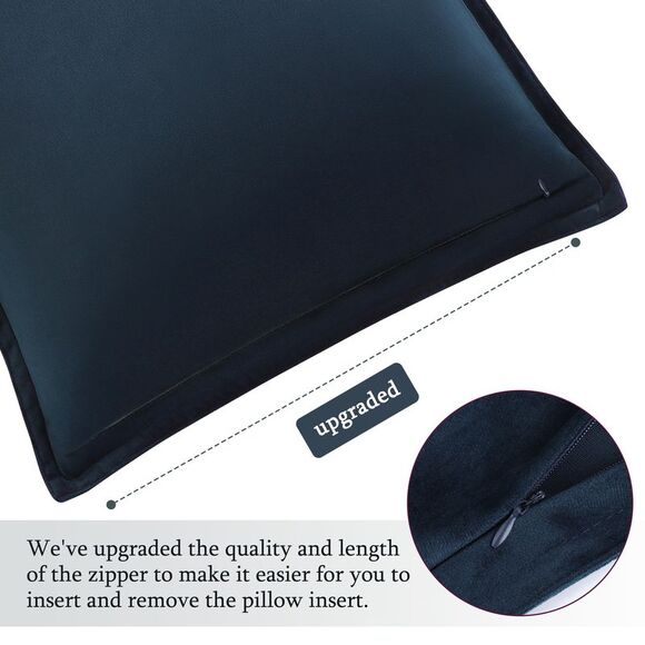 Velvet Throw Pillow Cover Cushion Cases for Sofa Bed 16"x16" Navy - Picture 4 of 6